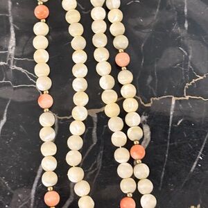 Salmon & Cream Coral Bead Necklace Make An Offer!